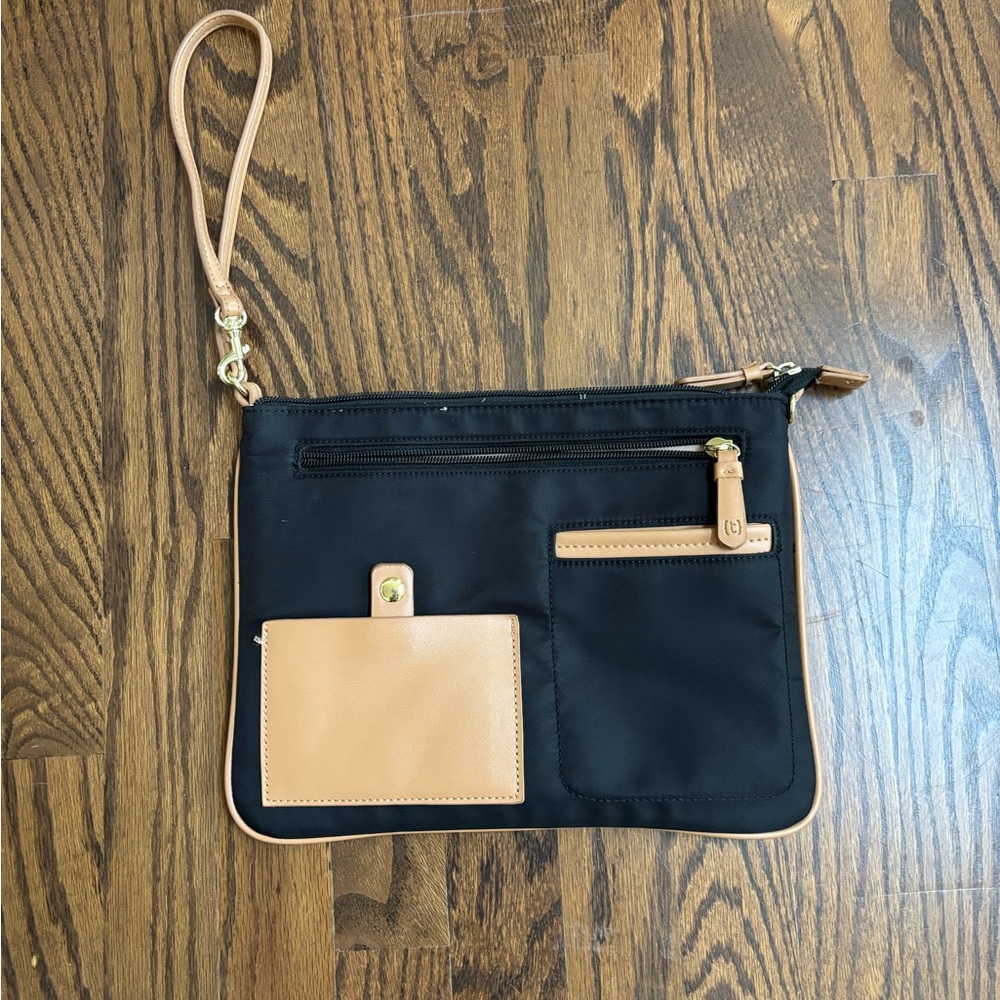 Black and Tan Wristlet Clutch or Tablet Case